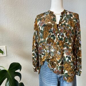 ZARA Autumn Rose Floral Blouse